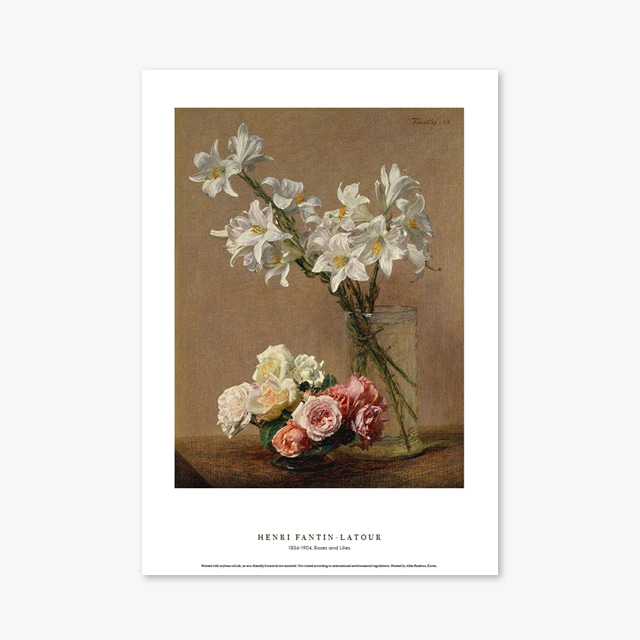 타임세일40%) [A3] 명화 포스터 011 Henri Fantin Latour Roses and Lilies 앙리 팡탱 라투르